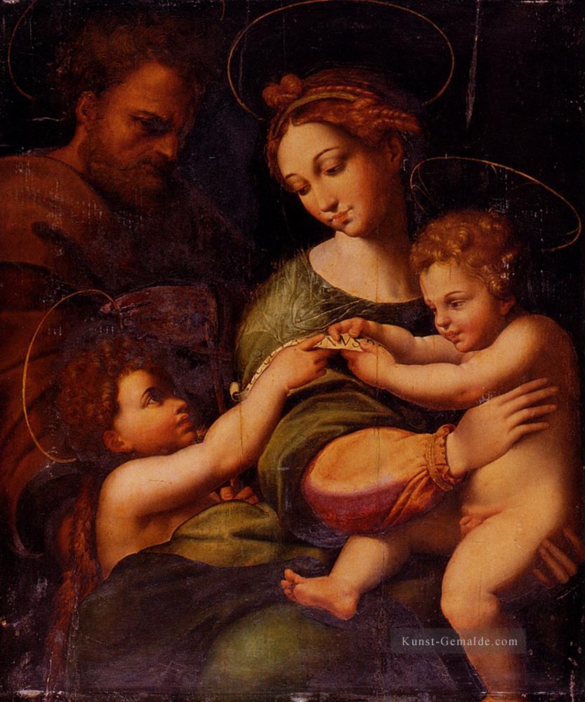 Heilige Famliy Mit Johannes der Täufer Renaissance Meister Raphael Ölgemälde